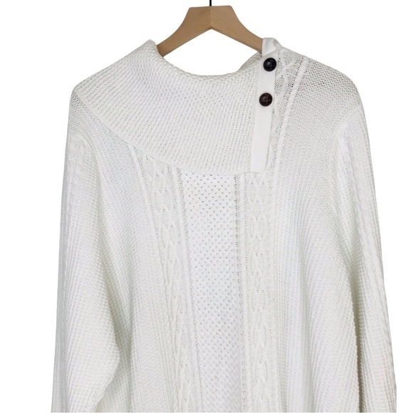 Jeanne Pierre Cable Knit Envelope Button Neck Sweater Plus Size 3X - Picture 3 of 9